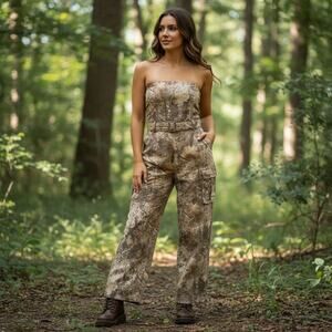 Women’s Camo Jumpsuit Overalls Hunting Cargo Pants Size L, Fourteen Twelve